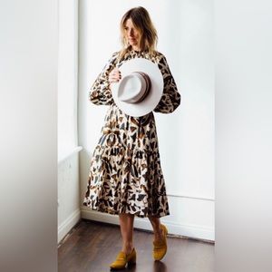 Ulla Johnson tiered leaf dress 100%cotton cream/rust Sz 4